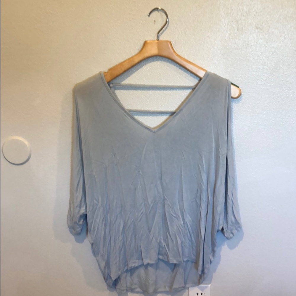 light blue off the shoulder long sleeve